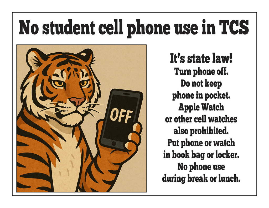 No student cell phone or cell watch use allowed in Thomasville City Schools District. It's state law!