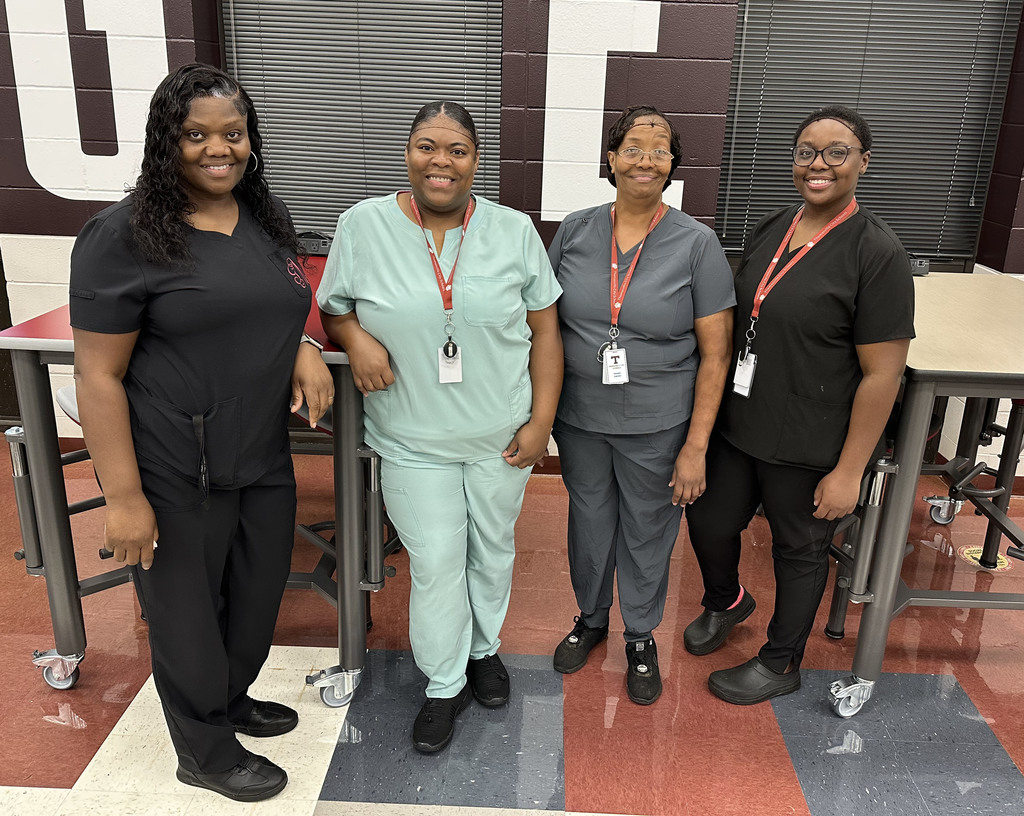 The Child Nutrition Program (CNP) staff at Thomasville High School includes Gachel Lewis Martin, THS CNP Manager; Virginia Law; Denise Garner; and Renetha Woods.