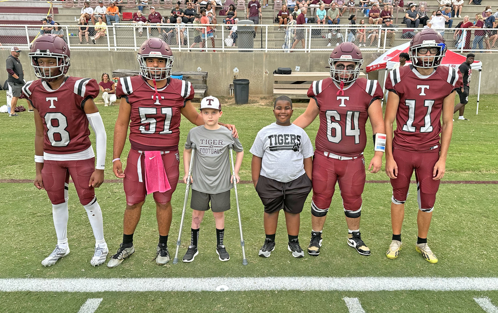 Football captains for the THS-Leroy game on Aug. 22 included Cam Holland, Yahia Yahya, Jad Doggett and Kingston McCaskey (cancer survivors), Leland Burge and Will Jowers. Thomasville will travel Friday, Aug. 29 for a 7 p.m. game at Sweet Water.