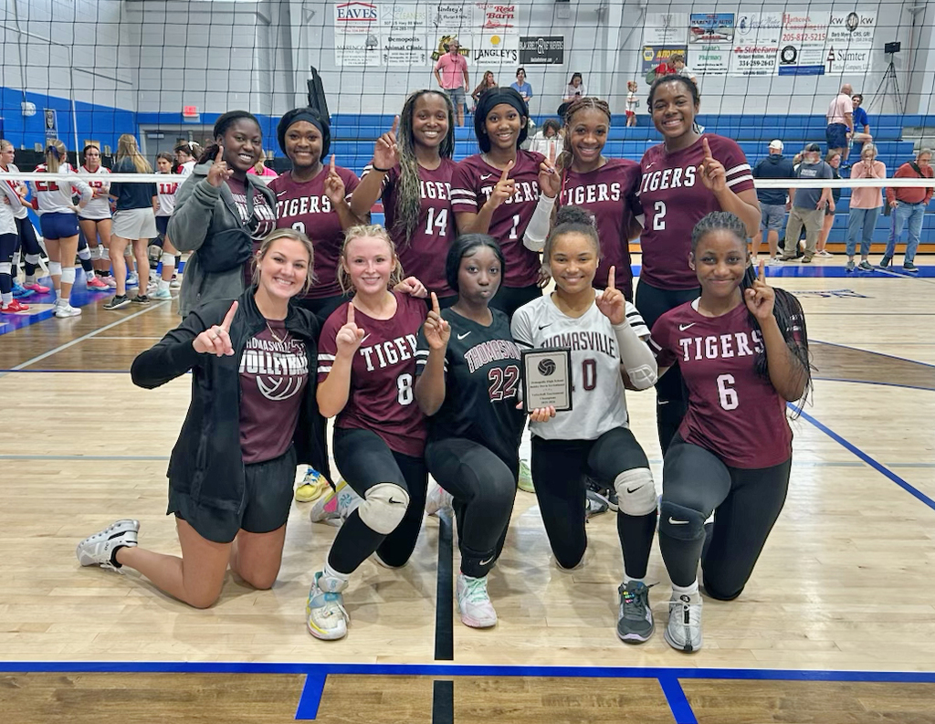 The Thomasville High School Lady Tigers varsity volleyball team won the Bobby Davis Invitational in Demopolis, beating University Charter School: 25-14 and 25-18.