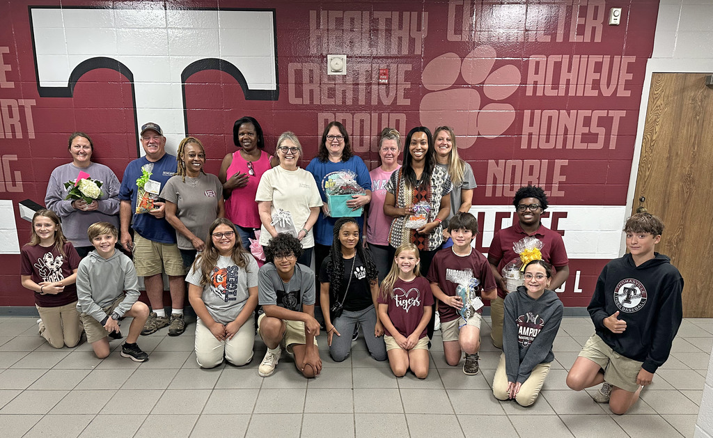 The Thomasville Middle School PTO has adopted the school bus drivers of the school district for the 2025-2026 school year. The drivers are being saluted for their work in getting our students safely to school and back home each day. The drivers are pictured with some of the TMS students who ride on their buses. Pictured are students Kylie Rickman, Garrett Andrews, Zoey Garza, Issak Ogle, Geniyah Johns, Holly Rush, Kambryn Rodriguez, Kaleb Williams, and Adleigh and Connor Dunham. Drivers pictured (in back) include Anna Nall, Donald Knight, Tina Blount, Joyce Cunningham, Kim Faust, Christy Knight, Candace Cassidy, Melissa Murphy and Kellie Hudson.