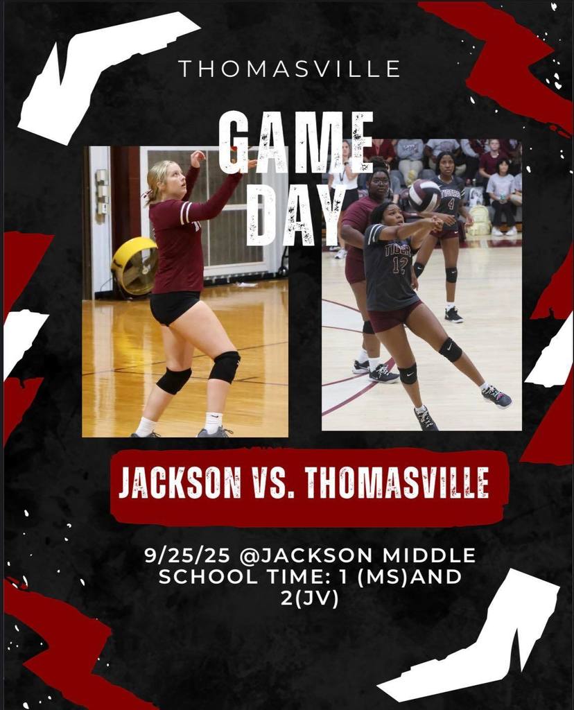 The TMS and JV volleyball teams will travel today, Sept. 25, to Jackson Middle School. The middle school game will be at 1 p.m., and the JV game will be at 2 p.m. Cash will be accepted at the gate.