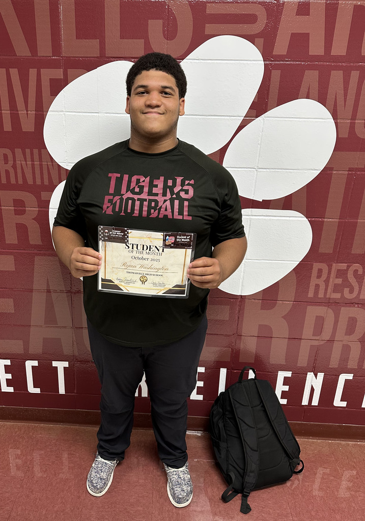 "Students of the Month" for October 2025 at Thomasville High School include Ryan Washington, 11th Grade.