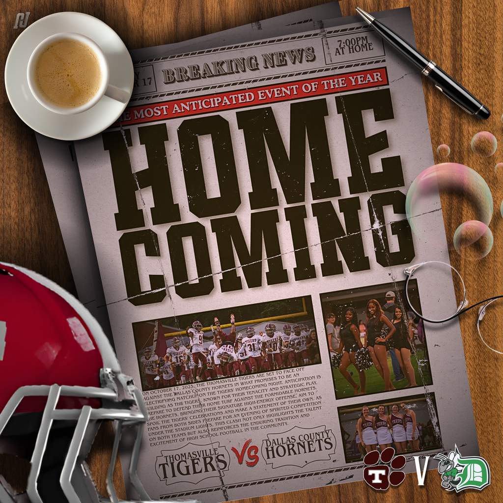 The Thomasville High School Tigers varsity football team (3-4) will next host region opponent, the Dallas County High Hornets (2-5), in the Homecoming game at 7 p.m. on Friday, Oct. 17 at D.F. Anderson Field. Homecoming queen will be crowned at halftime. Cash or GoFan will be accepted at the gate. https://gofan.co/event/3769056?schoolId=AL11808