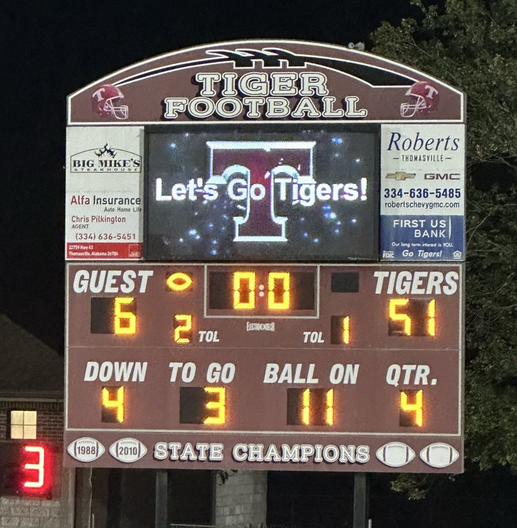 The THS Tigers varsity football team beat Dallas County 51-6 Oct. 17 at D.F. Anderson Field.