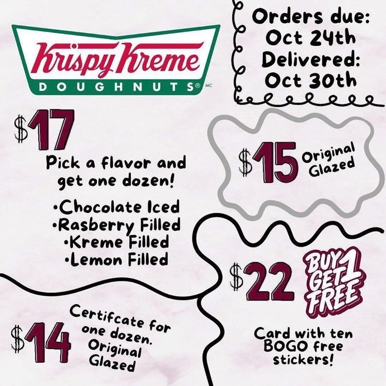Orders are due at noon on Friday, Oct. 24.
