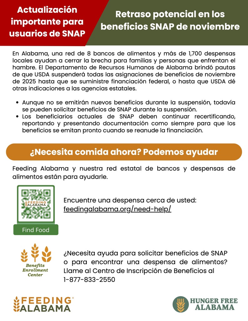 USDA is suspending all November 2025 SNAP allotments. Find a food pantry near you.