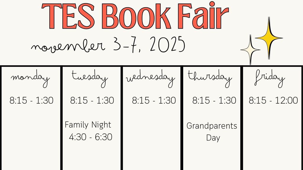 TES Book Fair, Nov. 3-7.