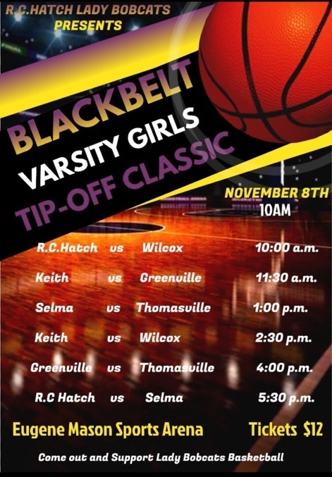 The THS Lady Tigers basketball team will participate in the R.C. Hatch Tip-Off Classic on Saturday, Nov. 8 in Uniontown. THS will play Selma at 1 p.m., and the Lady Tigers will play Greenville at 4 p.m. Cash or GoFan will be accepted at the gate. https://gofan.co/event/5280023?schoolId=AL19958