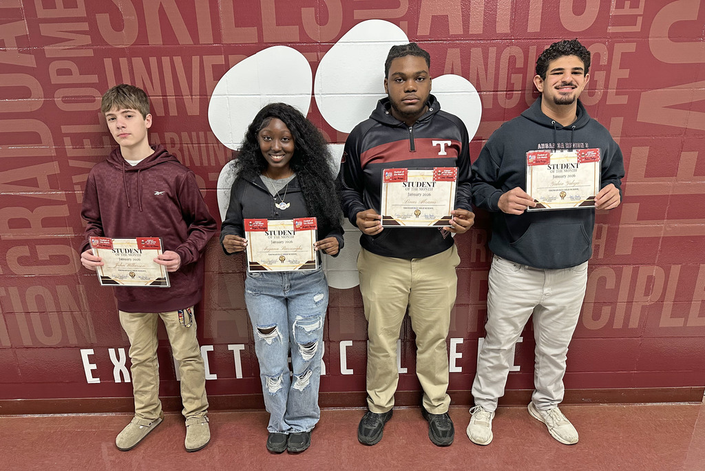 "Students of the Month" have been selected for January 2026 at Thomasville High School: John Wilkerson, Ninth Grade; Aryana Burroughs, 10th Grade; Linus Abrams, 11th Grade; and Yahia Yahya, 12th Grade.