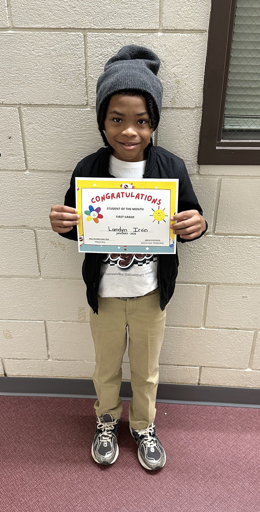 Landyn Irvin, First Grade student, was chosen as a "Student of the Month" for January 2026 at Thomasville Elementary School.