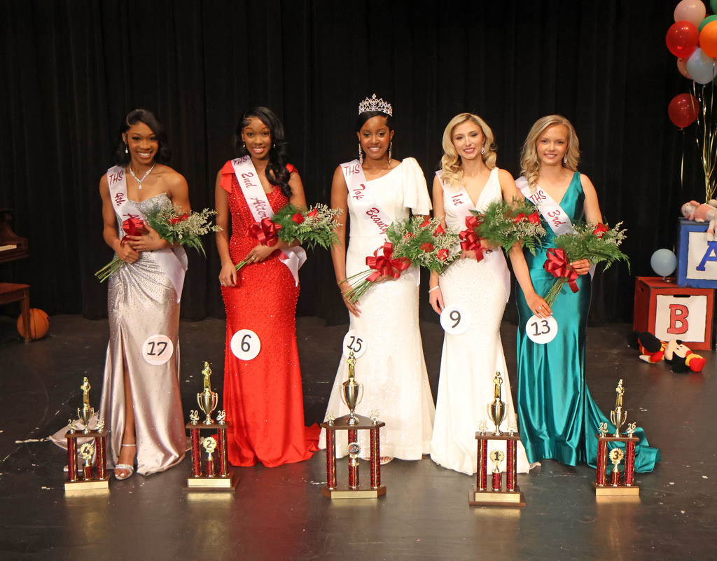 Winners of the 2026 Thomasville High School Beauty Review included Lyric Thompson, Fourth Alternate; Dakiyah McDaniel, Second Alternate; Kennedy Rice, THS Top Beauty and Miss Congeniality; Phoebe Pilkington, First Alternate and Most Photogenic; and Madi Morris, Third Alternate. The Beauty Review was held Jan. 31 in the Thomasville Civic Center.