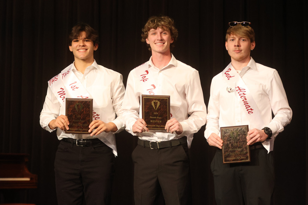 "Tuxedo Boys" winners at the THS Beauty Review included Thomas Aguiar, First Alternate; Isaac Parten, Top Tuxedo Boy; and Micah Bragg, Second Alternate.