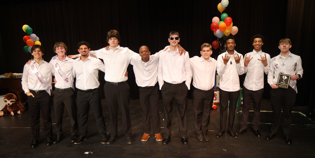 The "Tuxedo Boys" entertained the crowd Jan. 31 at the Thomasville High School Beauty Review in the Thomasville Civic Center. Pictured are Thomas Aguiar, Isaac Parten, Yahia Yahya, Wyatt McAdams, T.Q. Varner, Will Jowers, Colby Goodman, B.J. Cheeseboro, Jeremiah Burroughs and Micah Bragg.