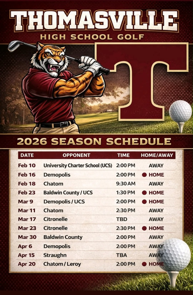 THS golf schedule 2026
