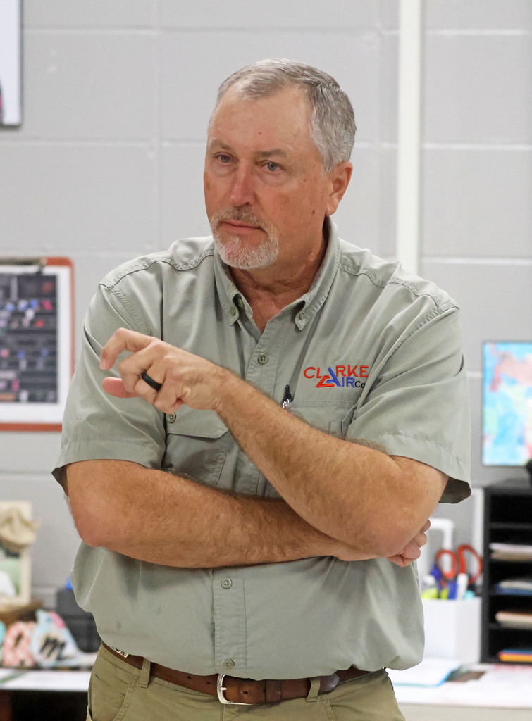 Joe Joiner, Installation Manager with Clarke Air Company in Grove Hill, was the guest speaker Feb. 11 for students at Thomasville High School, who may be interested in electrical engineering. Joiner is a THS graduate and also has had experience in the Pulp and Paper industry. Joiner's talk was part of the "Career Connect' series organized by THS Career Coach Chelsea Doggett.