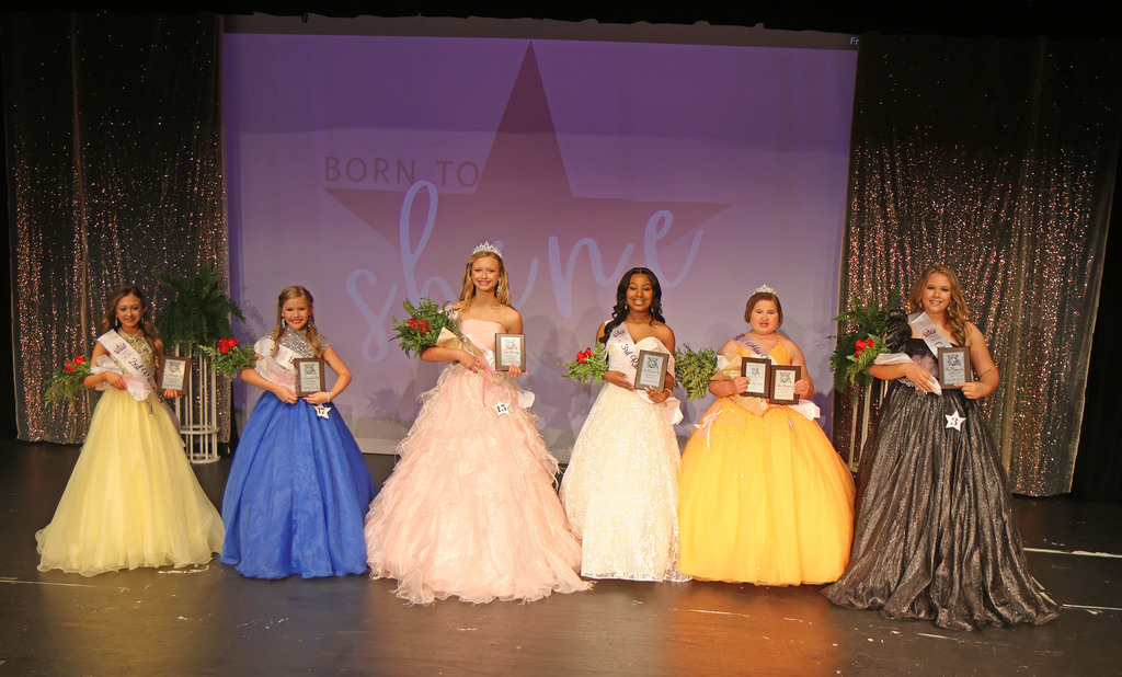The TMS Beauty Review was held Feb. 28 in the Thomasville Civic Center. The Fifth/Sixth Grade winners included Ivy Bozeman, Second Runner-Up; Holly Rush, First Runner-Up; Rayleigh Powell, Top Beauty; Madisyn Deshazer, Third Runner-Up; and Lily Parnell, Miss Photogenic and Warrior of Joy Award. Also pictured is Becca Rowell (right) of the Seventh/Eighth Grade Division, Miss Congeniality.
