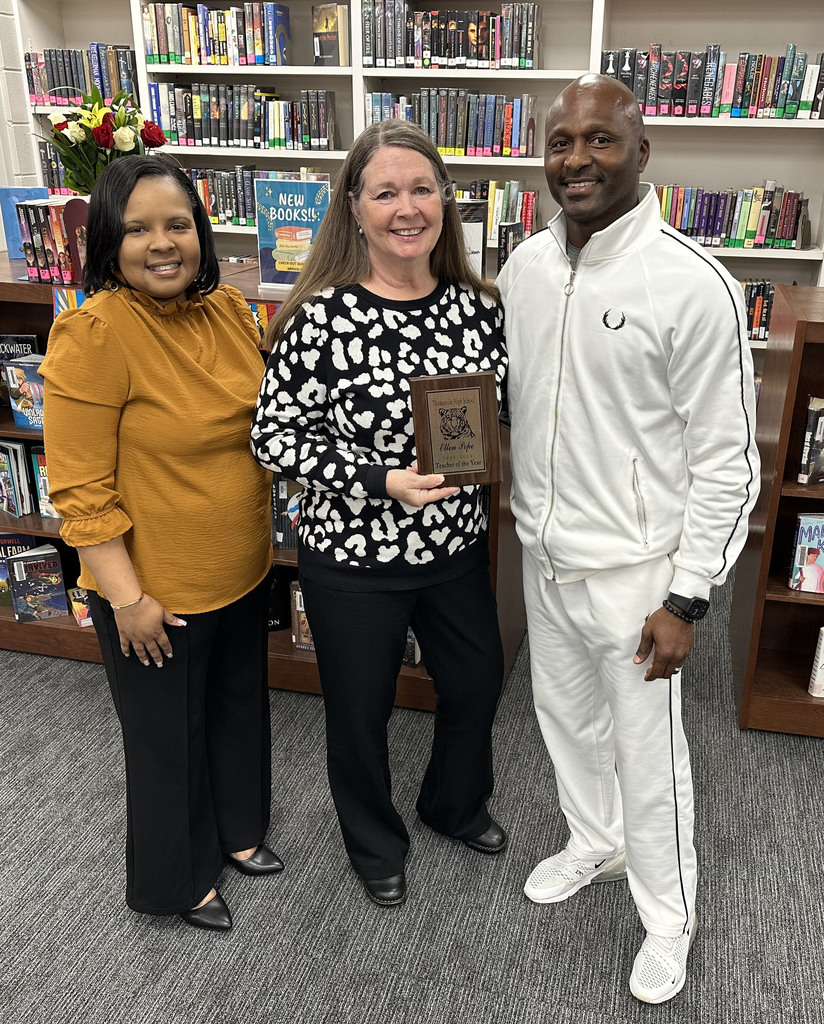 Ellen Pope (center), Math Teacher, was honored as "Teacher of the Year" 25-26 at Thomasville High School. She is pictured with April Bouler, THS Assistant Principal; and Eddie Armstead Jr., THS Principal.