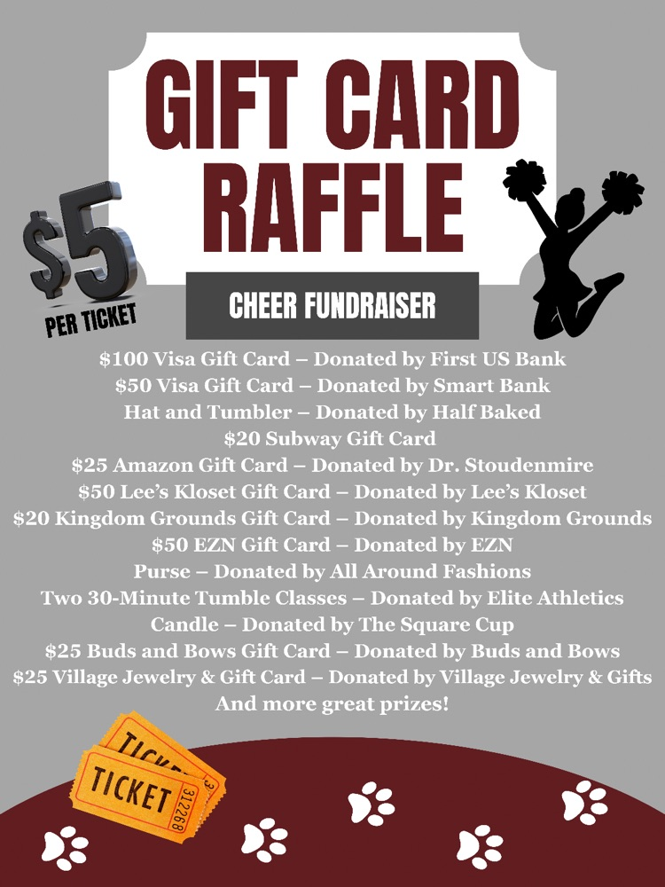 Gift Card Raffle for THS cheerleaders 
