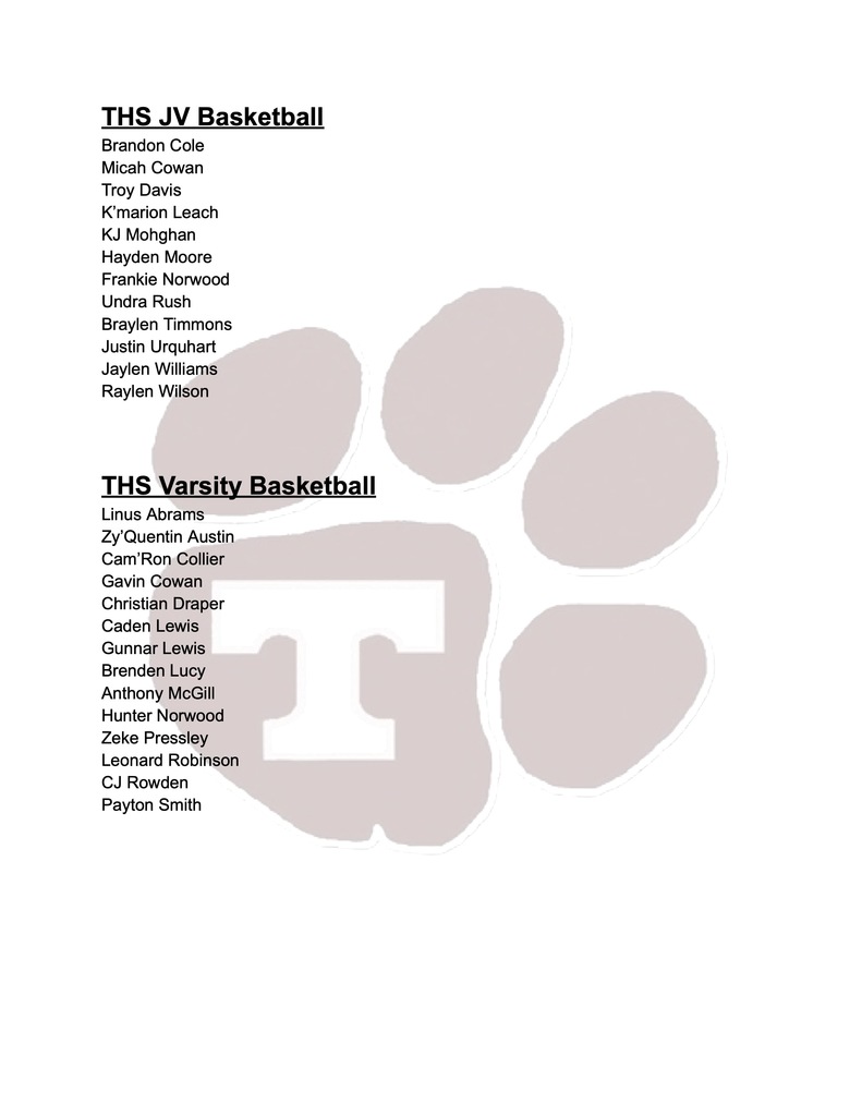 The 2026-2027 THS boys basketball rosters have been released after recent tryouts.