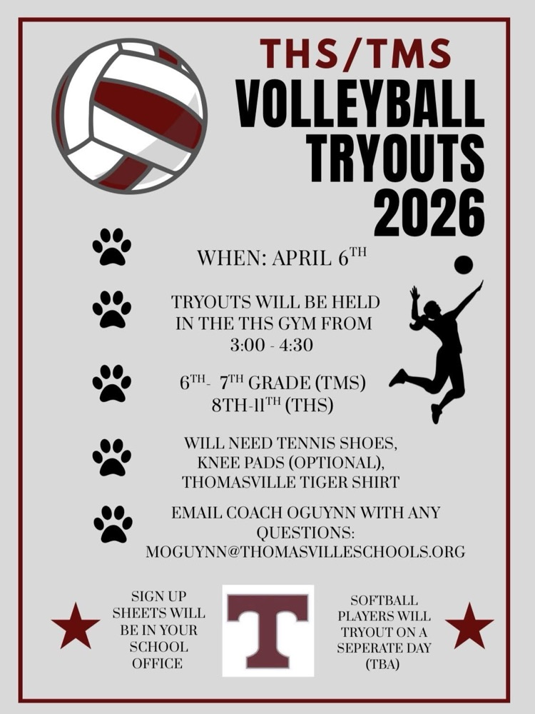 Volleyball tryouts on Monday, April 6