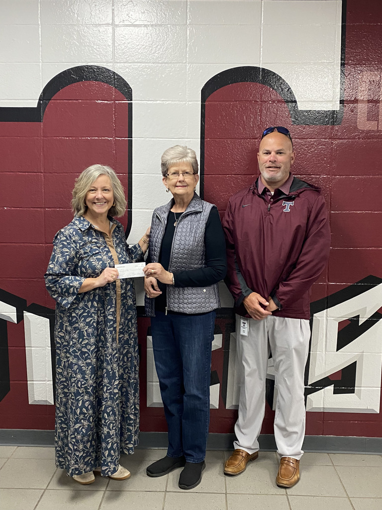 The Worthwhile Club donated $100 to the Thomasville Middle School Library. Pictured are LeAnn Pope Moore, TMS Library Media Specialist; Marie Slade of the Worthwhile Club; and Brad Elam, TMS Principal.