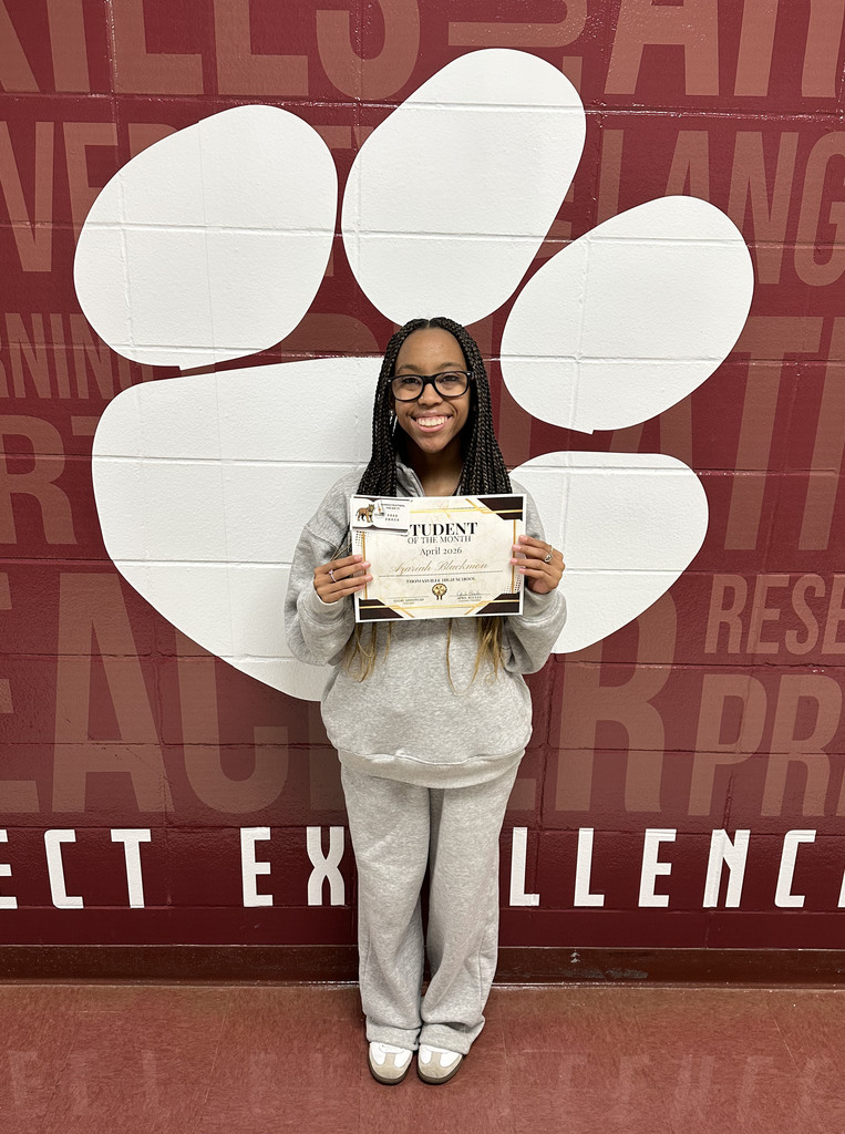 Azariah Blackmon, 10th Grade, has been chosen as a "Student of the Month" for April 2026 at Thomasville High School..