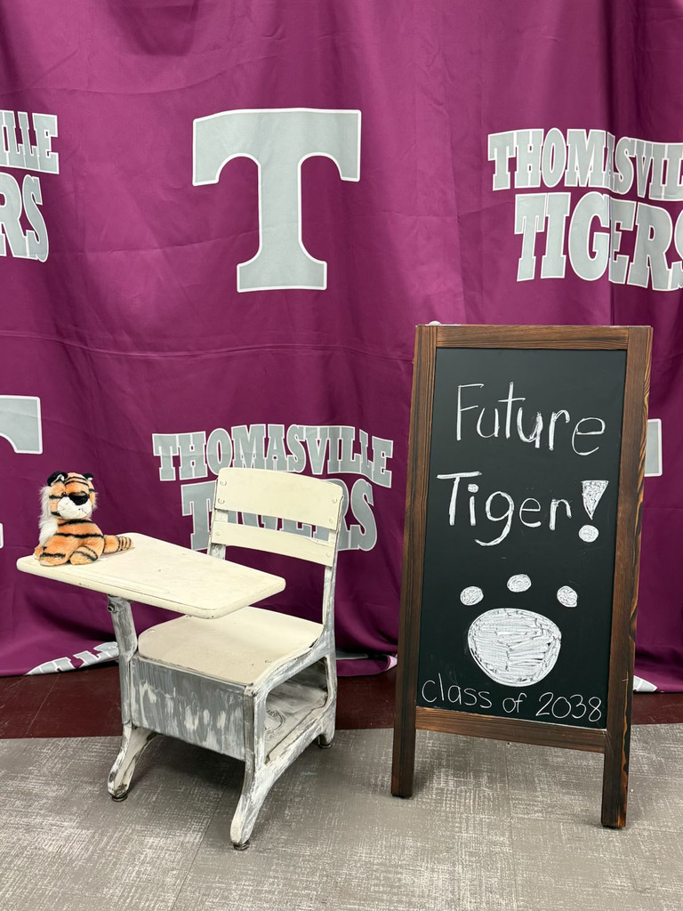 Don't forget to come register your little Tigers for Kindergarten registration Friday, April 17 at the Thomasville Elementary School Library from 8:30 a.m. to 1:30 p.m. Mr. Barry is ready to take your child's photo.