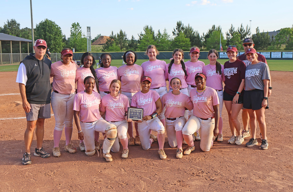 The THS Lady Tigers varsity softball team beat Dallas County 24-0 May 4 to win the Class 3A, Area 4 Tournament Championship at Jan Overstreet Field.