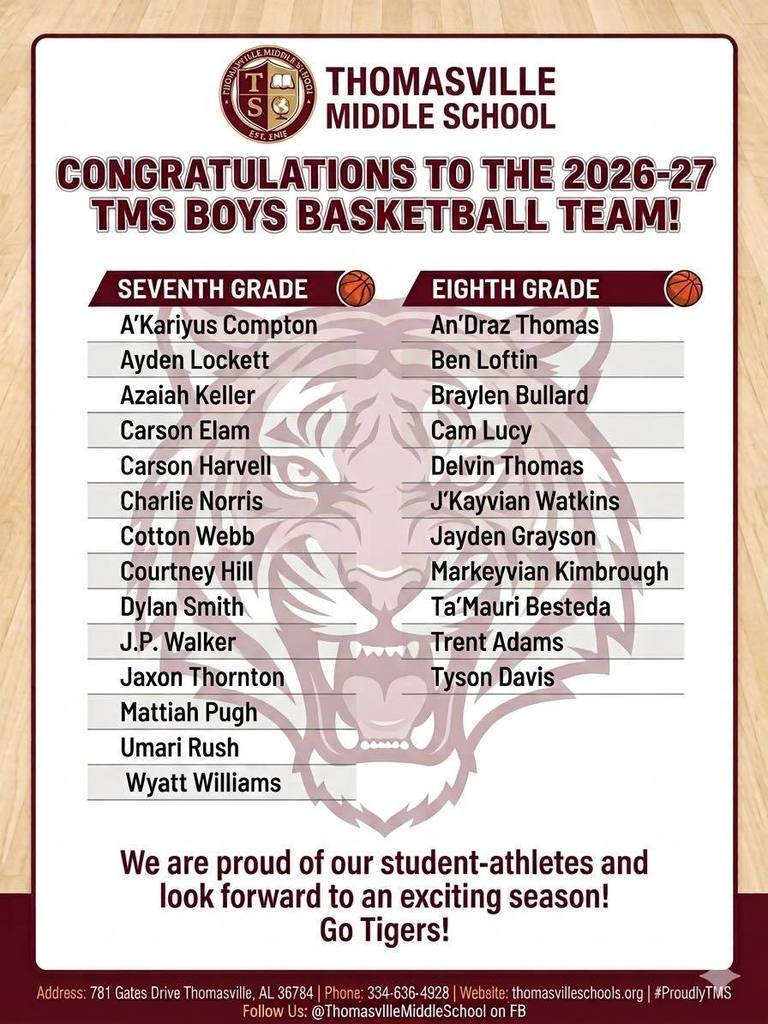 TMS boys basketball roster 26-27