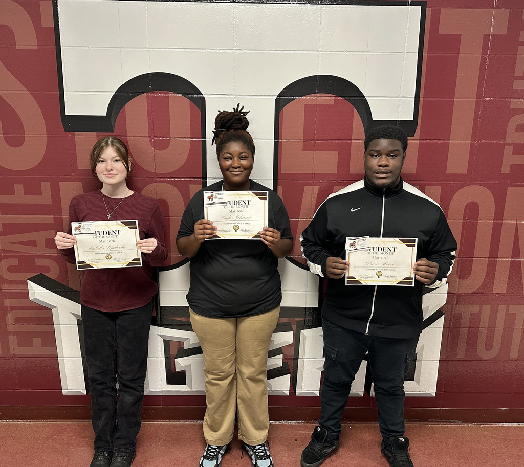 "Students of the Month" for May 2026 at Thomasville High School: Isabella Sepulveda, 10th Grade; Taylor Johnson, Ninth Grade; and Idrian Moore, 11th Grade. Not pictured is Charlie Nordan, 12th Grade. 