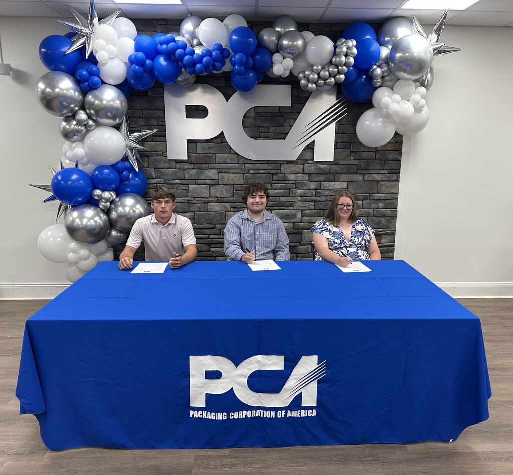 Holden Stacey, Charlie Nordan and Isabella Griffin have received engineering scholarships from the Packaging Corporation of America Mill in Jackson. The scholarships include full tuition. A ceremony was held May 8 at the mill, and the students were joined by family members and officials and staff of the PCA Mill. Stacey is a senior at Excel High School; Nordan is a senior at Thomasville High School; and Isabella Griffin is a T.R. Miller graduate, who will soon graduate from Coastal Alabama Community College.