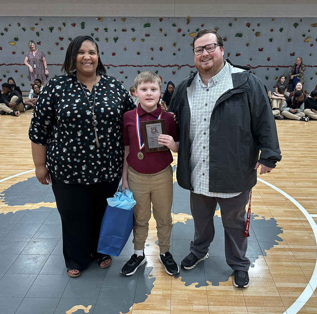 Thomas Robertson, a third grade student at Thomasville Elementary School, was recognized May 6 at an assembly in the school gym. He scored in the Top 2 percent of the Second and Third Grade math on ACAP. NOTE: This is based on last year’s score in the Second Grade.