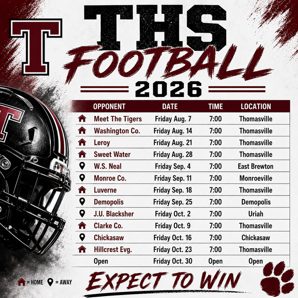 THS varsity football schedule 2026