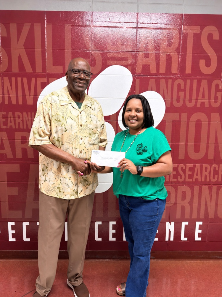 Thomasville High School recently received a $1,000 donation from Alabama Representative Thomas Jackson (House District 68) of Thomasville. The money will go toward school projects. He is pictured with April Bouler, THS Principal.