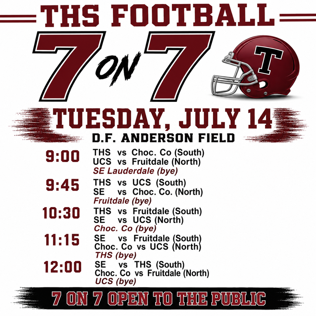 THS 7 on 7 football exhibition Tuesday, July 14 at D.F. Anderson Field