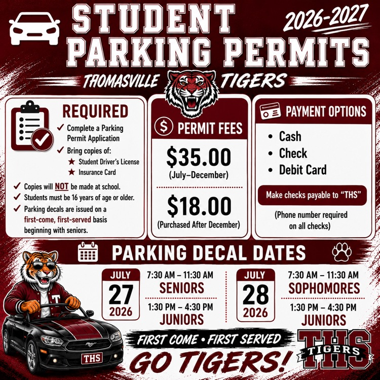 Purchase THS parking permits on July 27 and 28.