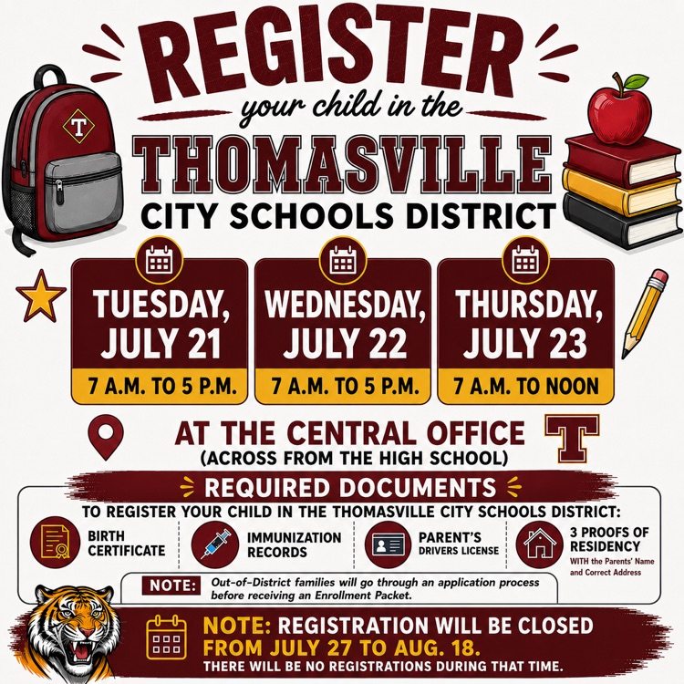 Two more days to register new students before opening day of school.