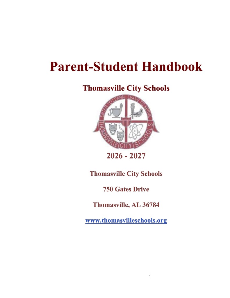 The 2026-2027 TCS Parent-Student Handbook is now available to download. https://www.thomasvilleschools.org/page/parents2