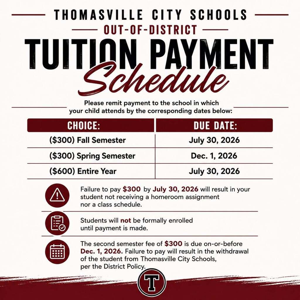 TCS Out-of-District Tuition Payment Schedule 26-27