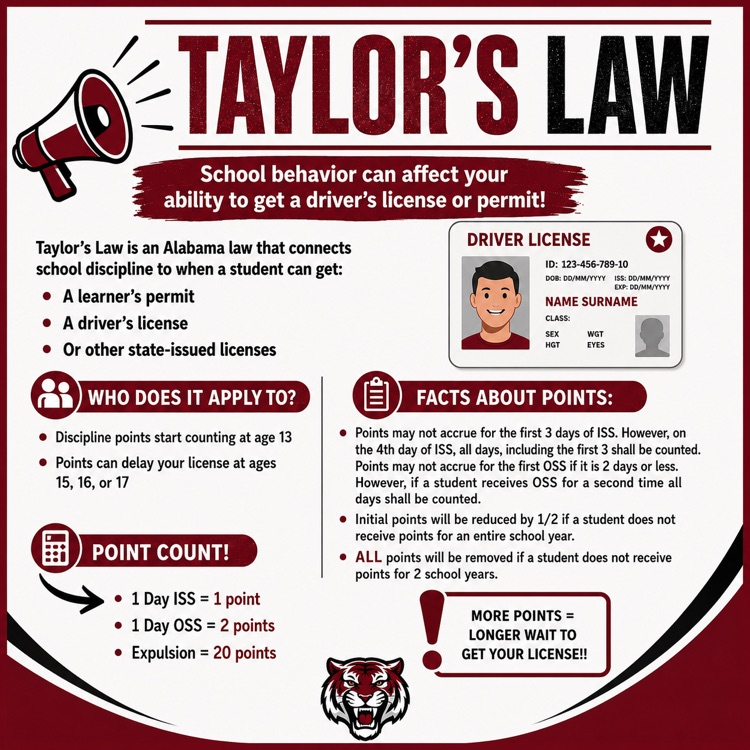 Taylor’s Law - state law - school discipline can impact getting a driver’s license 
