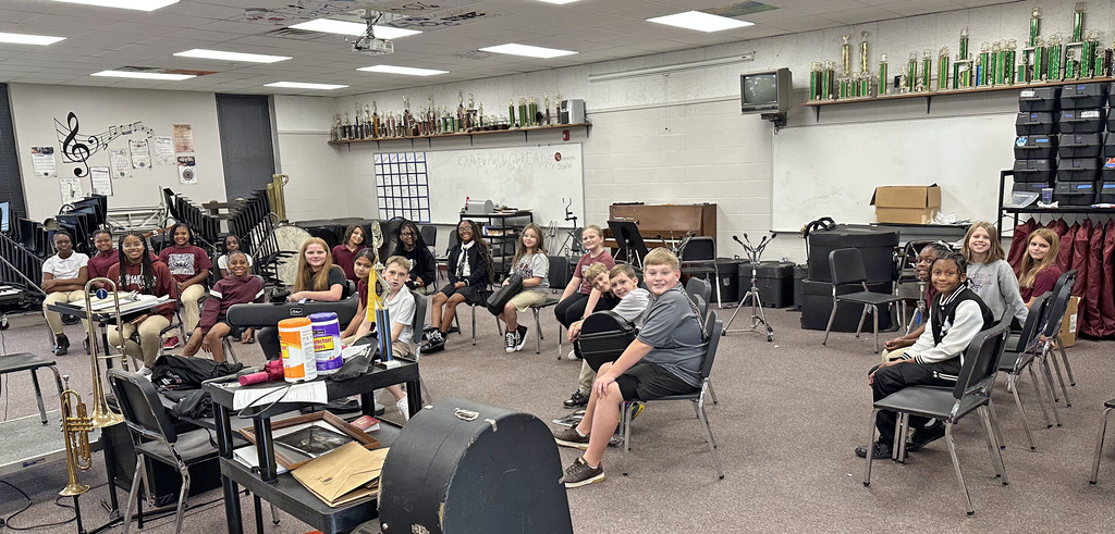 James Boyer, director of bands with the Thomasville City Schools District, is working with fifth grade band students. These young people will hopefully be future members of the Mighty Tiger Marching Band.