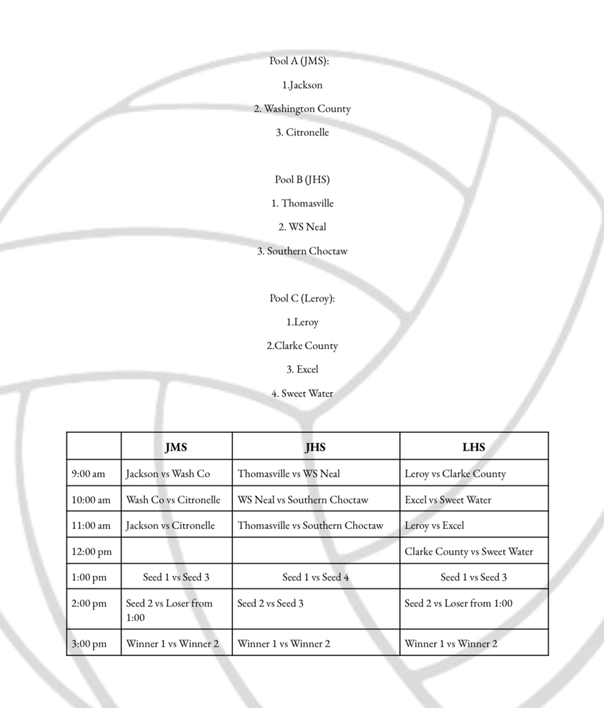 Volleyball update! The Thomasville High School Lady Tigers varsity volleyball team will begin the 2026 season participating in the Battle of Tombigbee Tournament on Saturday, Aug. 22 in the Jackson High School gym. THS will now first play W.S. Neal at 9 a.m. at Jackson High, and the Lady Tigers will play Southern Choctaw at 11 a.m., also in Pool Play.