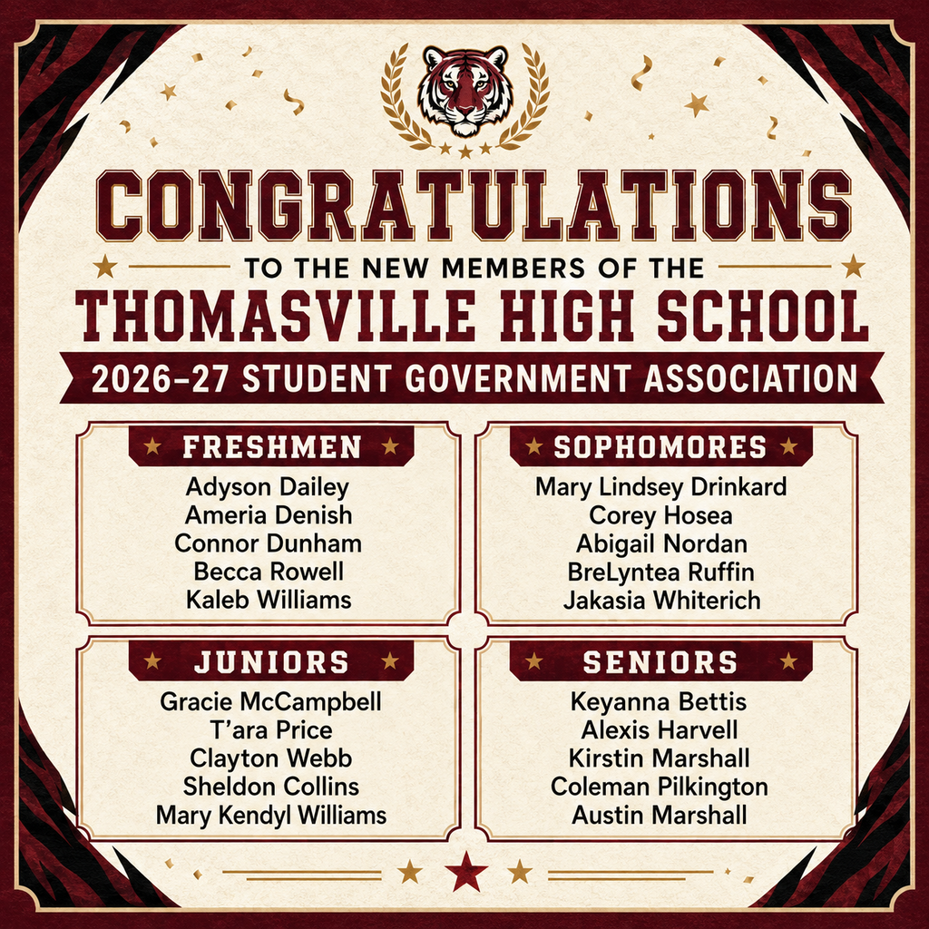 Congratulations to the new SGA members at THS 26-27