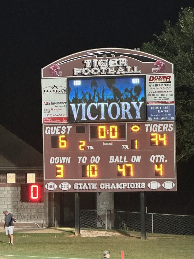 The Thomasville High School Tigers varsity football team defeated Sweet Water 34-6 Aug. 28 at D.F. Anderson Field.