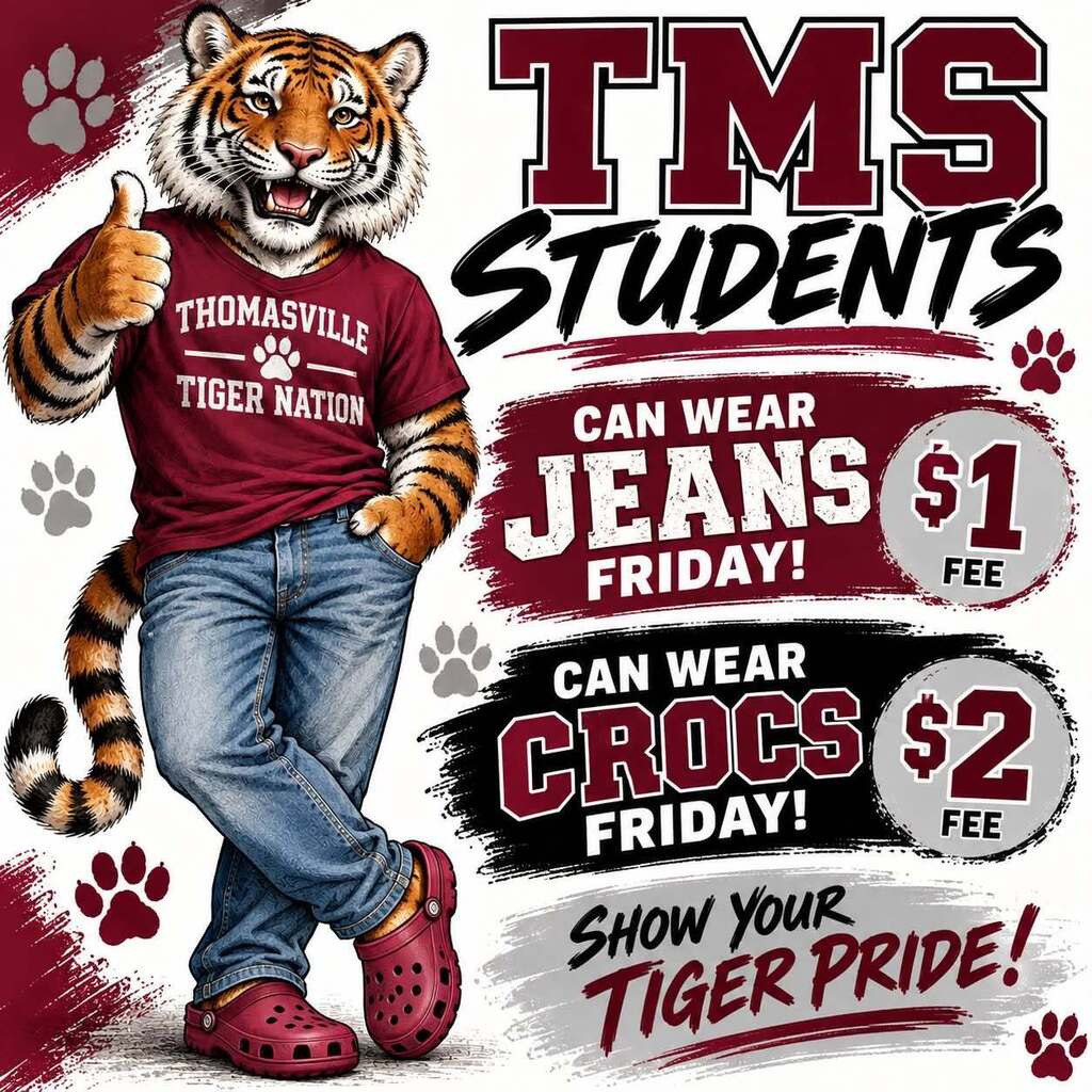 TMS students can wear jeans Friday for a $1 fee; Crocs for a $2 fee.