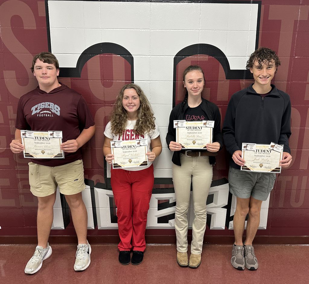 "Students of the Month" for September 2026 at Thomasville High School include Conner Elam, Ninth Grade; Abigail Nordan, 10th Grade; Isabella Sims, 11th Grade; and Jude Dailey, 12th Grade.