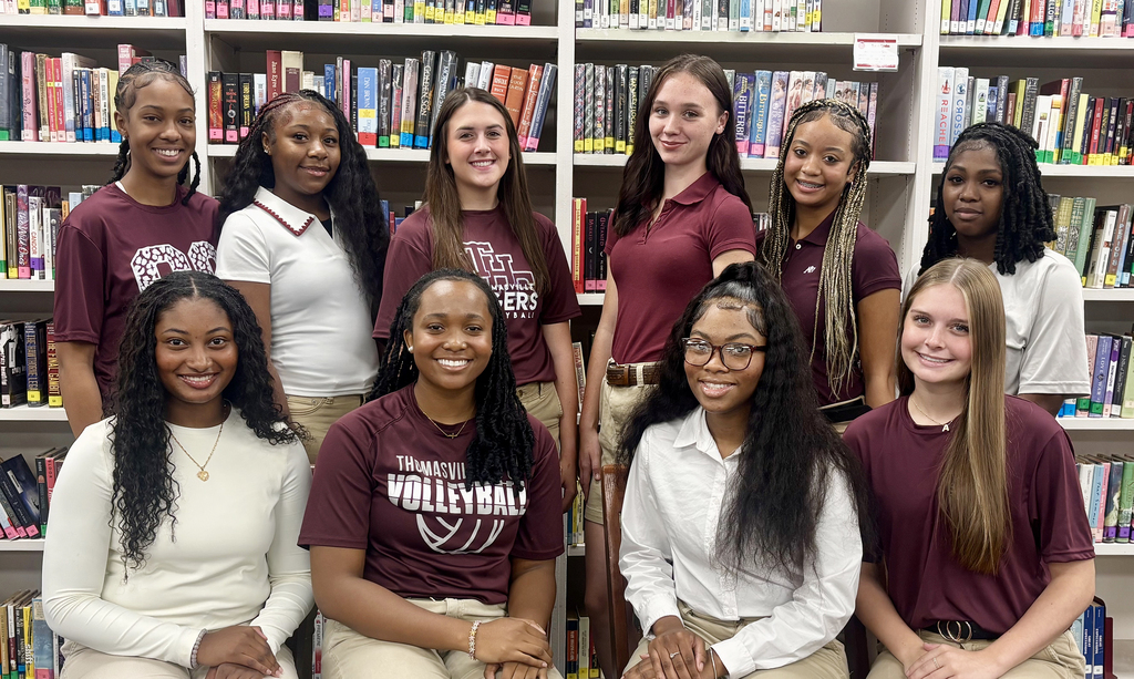 Thomasville High School Homecoming Court 26-27: (front row) Keyanna Bettis, Kirstin Marshall, Jazlyn Morrissette, and Addyson Webb, Senior Maids; (back row) Ja'Kyeria Patterson and D'Arielle Holt, Freshmen Maids; Scarlett Rotton and Isabella Sims, Junior Maids; and Makenzie Washington and Ja'Kasia White, Sophomore Maids. THS Homecoming Week is Oct. 5-9 with the crowning ceremony at halftime of the THS-Clarke County football game on Oct. 9.