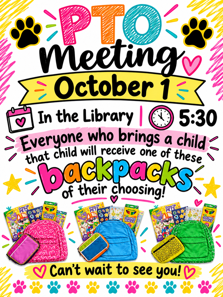 TES PTO meeting, tonight, Oct. 1, at 5:30 p.m. in the school library.