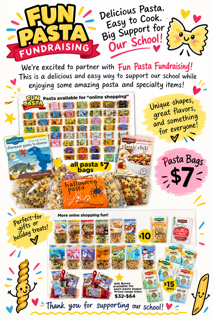 TES Fun Pasta Online Fundraiser starts Tuesday, Oct. 13 and runs through Nov. 13. https://funpastafundraising.com/signup/WT9F